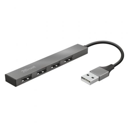 Hub USB 2.0 Trust Halyx/ 4xUSB/ Gris - Imagen 1