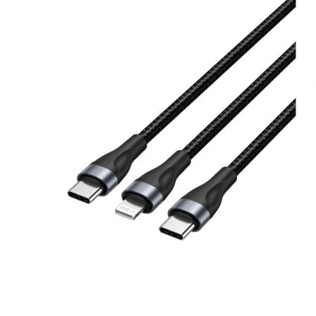 Cable USB Tipo-C Vention H17BAV/ USB Tipo-C Macho - Lightning Macho/ USB Tipo-C Macho/ 60W/ 480Mbps/ 1.2m/ Negro - Imagen 1