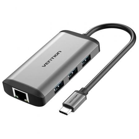 Docking USB Tipo-C Vention CNCHB/ 1xHDMI 4K/ 3xUSB/ 1xUSB Tipo-C PD/ 1xRJ45/ Gris - Imagen 1