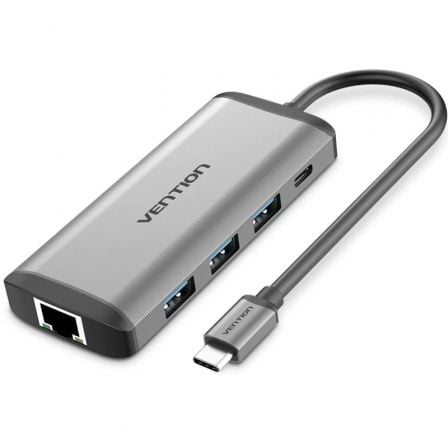 Docking USB Tipo-C Vention CNDHB/ 1xHDMI 4K/ 3xUSB/ 1xUSB Tipo-C PD/ 1xRJ45/ 1xLector tarjetas/ Gris - Imagen 1