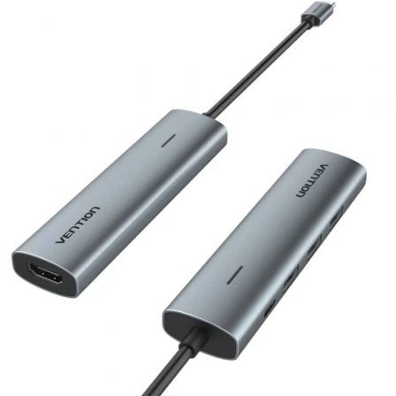 Docking USB Tipo-C Vention TGGHB/ 3xUSB/ 1xHDMI 4K/ 1xUSB Tipo-C PD/ Gris - Imagen 1