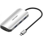Docking USB Tipo-C Vention TOIHB/ 1xHDMI 4K/ 1xVGA/ 3xUSB/ 1xUSB Tipo-C PD/ Gris