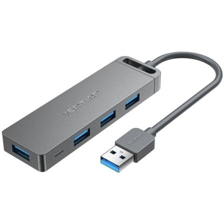 Hub USB 3.0 Vention CHLHB/ 4xUSB/ 1xMicroUSB PD/ Gris - Imagen 1