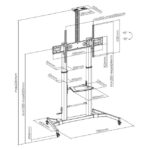 TRAULUX LIFTY SOPORTE MÓVIL MONITOR MANIVELA 60" A 86" 75 KG. 1000x600 CON SOPORTE CÁMARA - Imagen 3