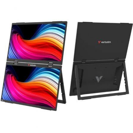 Monitor Portátil Táctil Verbatim Duo Essentials 15.6" + 15.6"/ Full HD/ Multimedia/ Negro - Imagen 1