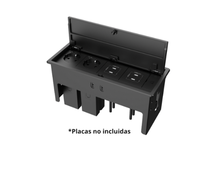 KRAMER T-IN4-REC2 CAJA CON TAPA RECTANGULAR 4 MODULOS NEGRO - Imagen 1