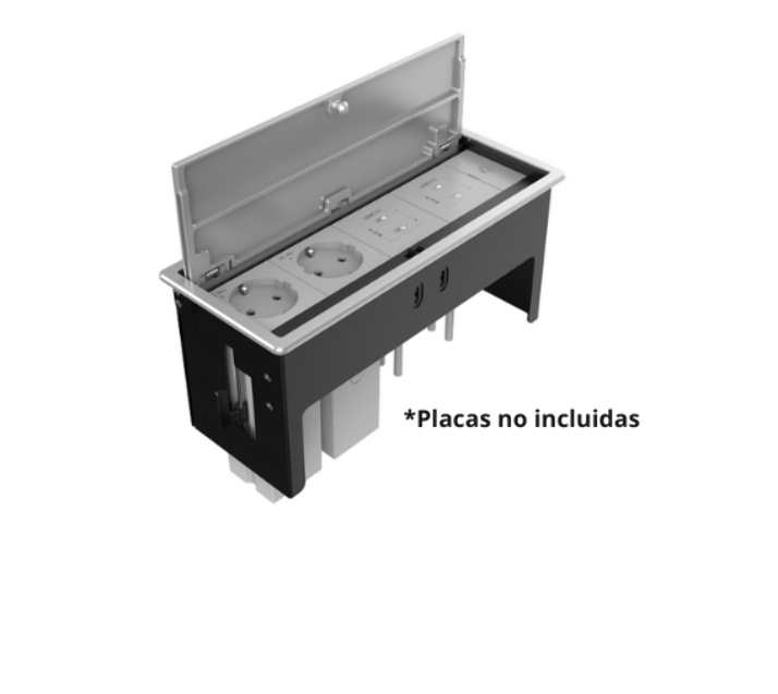 KRAMER T-IN4-REC2 CAJA CON TAPA RECTANGULAR 4 MODULOS ALUMINIO - Imagen 1