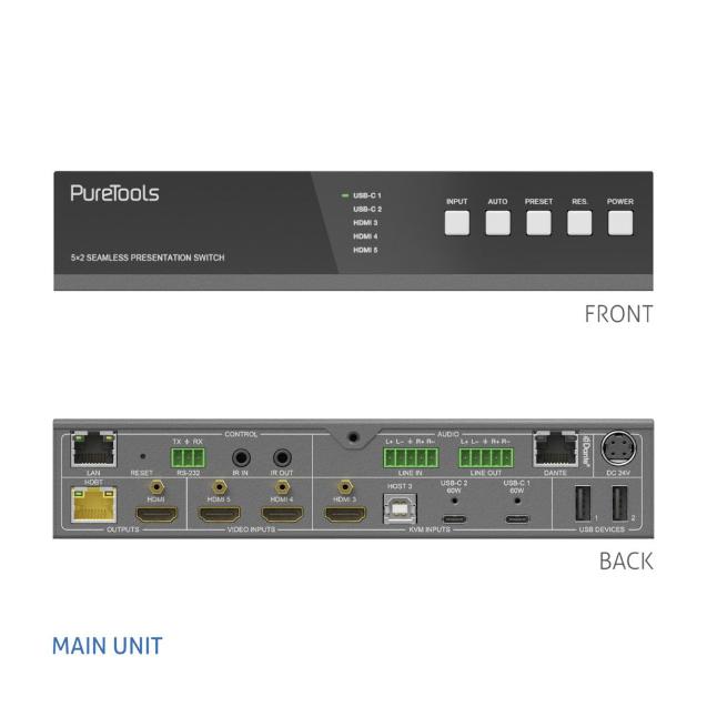 CONMUTADOR KVM PURELINK PT-PSW-52KVM CON DANTE Y MULTIVIEW PARA SEÑAL 4K60 - Imagen 3