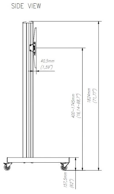 EDBAK TRE100 SOPORTE MONITOR MOVIL 42"-75" HASTA 600X400 70 KG. NEGRO - Imagen 6