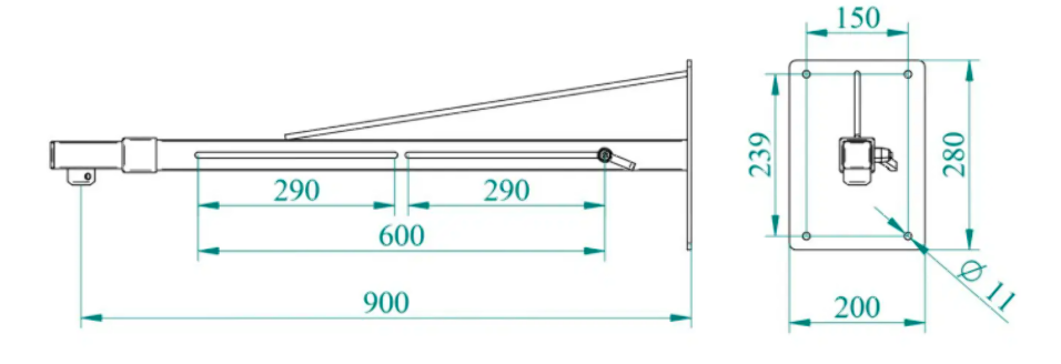 SOPORTE NEGRO ARAKNO DE PARED MAXI ( 90-150cm ) PARA PROYECTOR (ARAKNO NO INCL) - Imagen 2