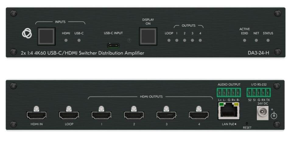 KRAMER DA3-24-H SELEC Y DISTRIB 2X1:4 HDMI Y USB-C 4K60 PoE - Imagen 1