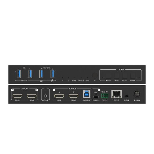 CONECTOR KVM PURETOOLS 2X1 DUAL SCREEN USB C HDMI 40G PARA INSTALACIONES AV PROFESIONALES - Imagen 3