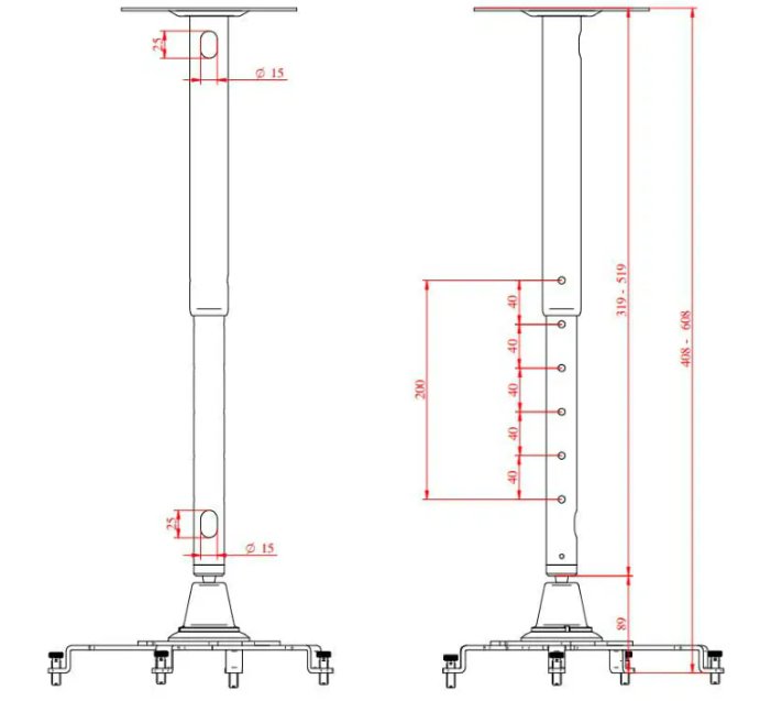 SOPORTE DE TECHO PARA PROYECTOR EUROMET UFO 400-600mm - Imagen 3