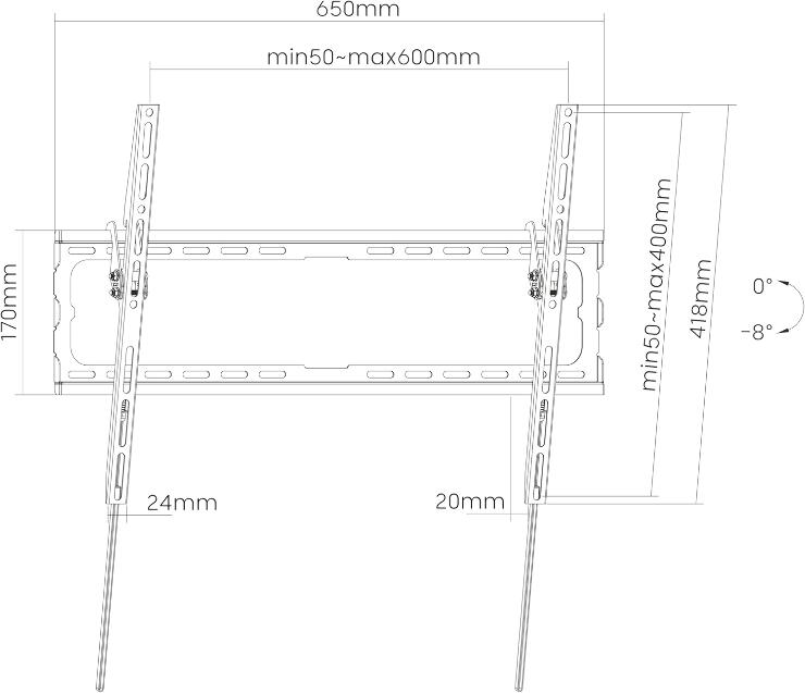 SOPORTE MONITOR PARED INCLINABLE 32"-70" 400X400 45 KG NEGRO - Imagen 3