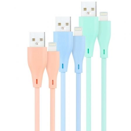 Cables USB 2.0 Lightning Nanocable 10.10.0401-A1/ USB Macho - Lightning Macho/ 1m/ 3 Unidades/ Rosa, Azul y Verde - Imagen 1