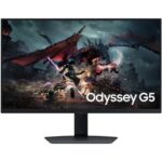 Monitor Gaming Samsung Odyssey G5 G50D S27DG502EU 27"/ QHD/ 1ms/ 180Hz/ IPS/ Regulable en Altura/ Negro