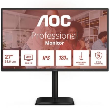 Monitor Profesional AOC Q27E4U 27"/ QHD/ Multimedia/ Regulable en altura/ Negro - Imagen 1