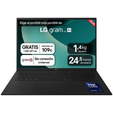 Portátil LG Gram 17Z90TL-G.AU88B Intel Core Ultra 7-258V/ 32GB/ 1TB SSD/ 17"/ Win11 - Imagen 1